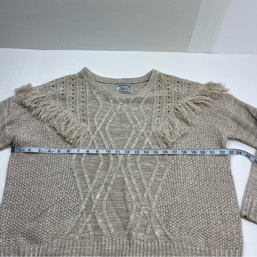 Snails & Cinnamon Heathered Tan Sweater Womens Size Large‎ Cable Knit *TINY FLAW - Picture 5 of 11